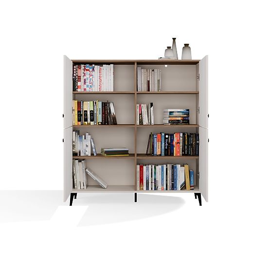 Kommode POINT 4D Kaschmir Beige Eiche Castello Schrank 4 Türen 8 Regale für Wohnzimmer