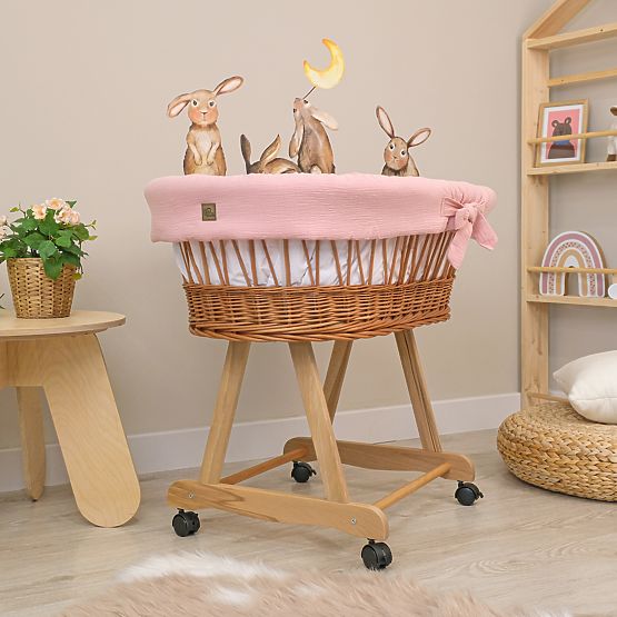 Weidenkörbchen mit Ausstattung für Babys - altrosa