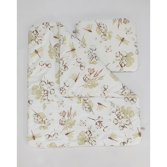 Weidenkörbchen mit Ausstattung für Babys - Baumwollblüten