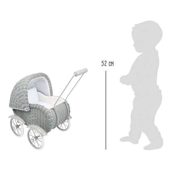 Korbwagen für Puppen – grau