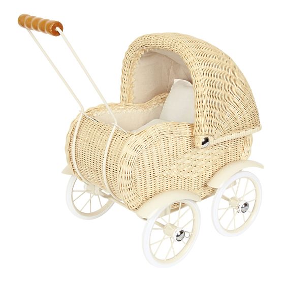 Korbwagen für Puppen – Naturholz