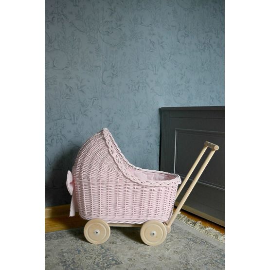 Korbwagen für Puppen – rosa