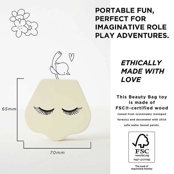 Kosmetiktasche mit Holzzubehör