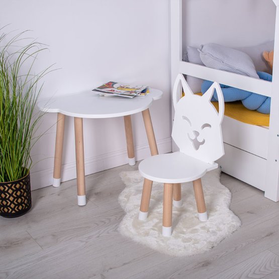 Kindertisch mit Stühlen - Liška - weiß