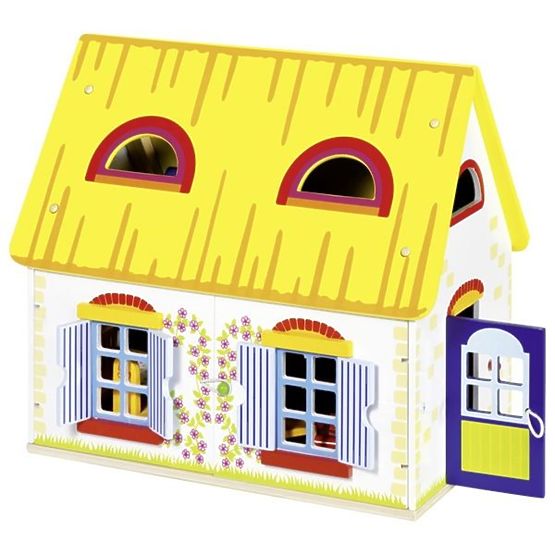 Landhaus für Puppen mit Möbeln