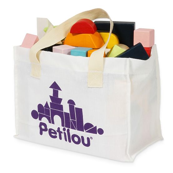 Le Toy Van Petilou Bunte Bausteine in Baumwolltasche 60 Stk.