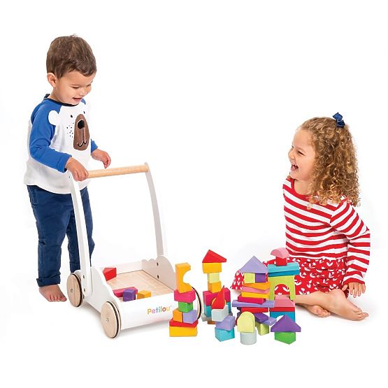 Le Toy Van Petilou Wagen mit Regenbogenbausteinen
