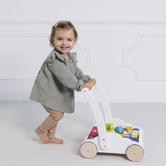 Le Toy Van Petilou Wagen mit Regenbogenbausteinen