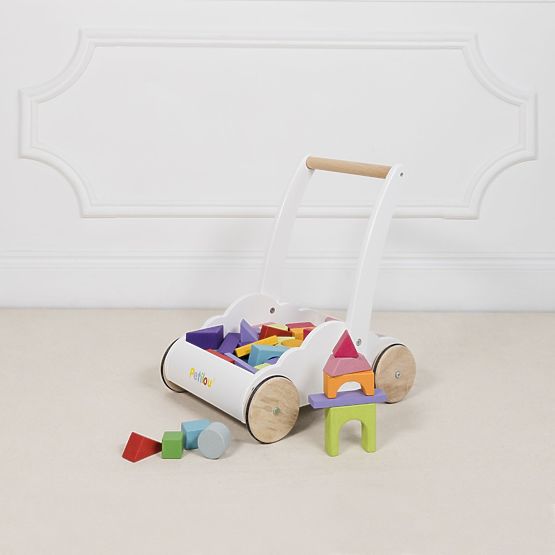 Le Toy Van Petilou Wagen mit Regenbogenbausteinen