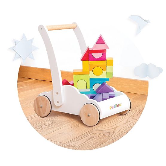 Le Toy Van Petilou Wagen mit Regenbogenbausteinen