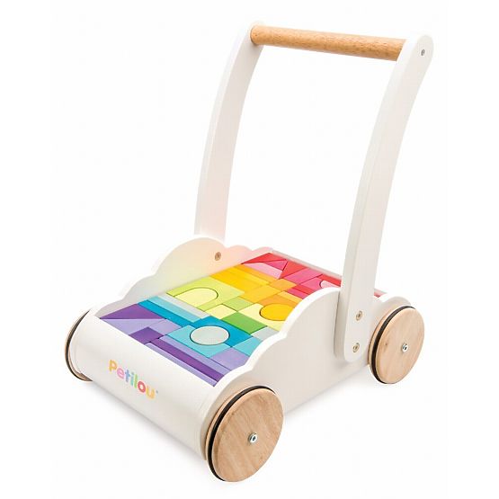 Le Toy Van Petilou Wagen mit Regenbogenbausteinen