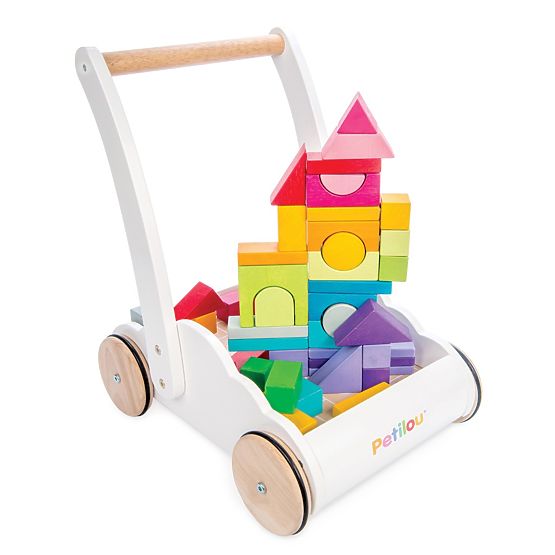 Le Toy Van Petilou Wagen mit Regenbogenbausteinen