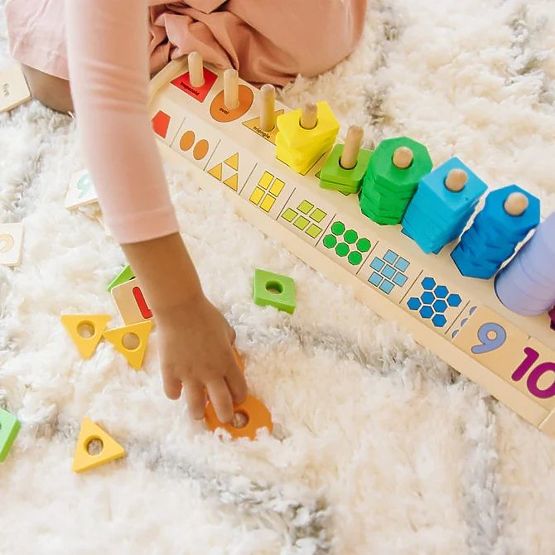 Lernpuzzle für Zählen, Formen und Farben