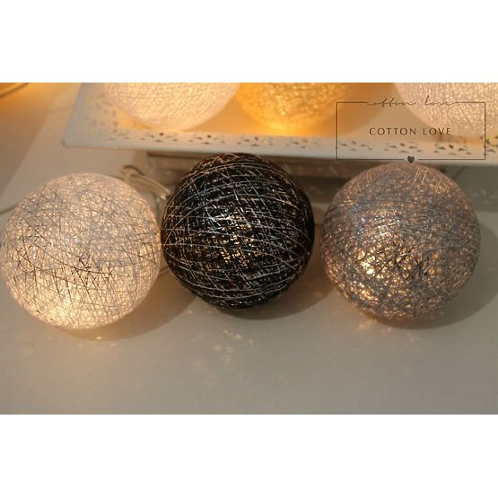Leuchtende Baumwollkugeln - Silber