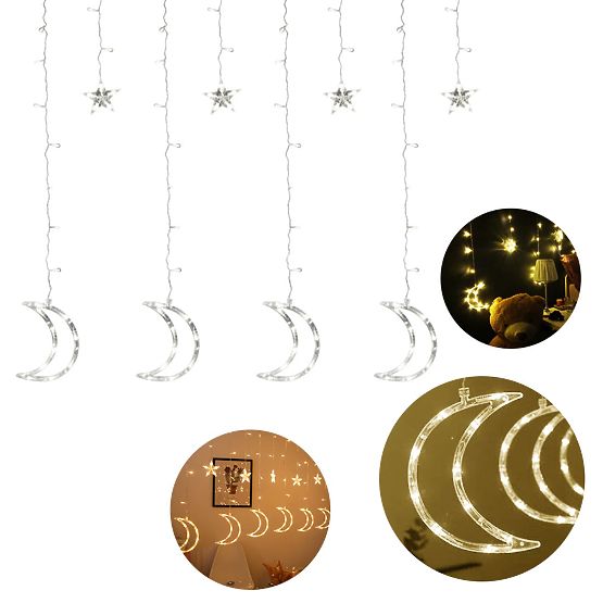 Lichterketten Mond und Sterne Weihnachtsbeleuchtung 96LED