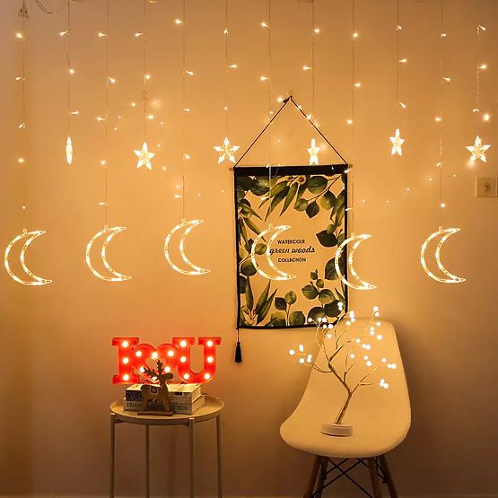 Lichterketten Mond und Sterne Weihnachtsbeleuchtung 96LED