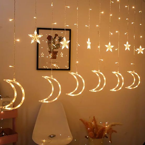 Lichterketten Mond und Sterne Weihnachtsbeleuchtung 96LED