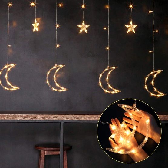 Lichterketten Mond und Sterne Weihnachtsbeleuchtung 96LED