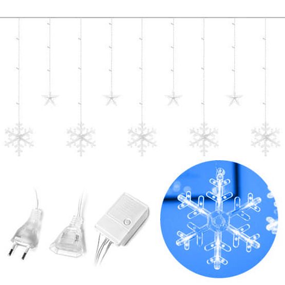 Lichterketten Schneeflocken und Sterne Weihnachtsbeleuchtung Vorhang 138LED