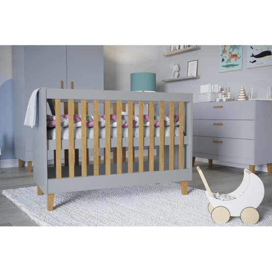 Babybett Gitterbett KUBI 120 x 60 cm - grau