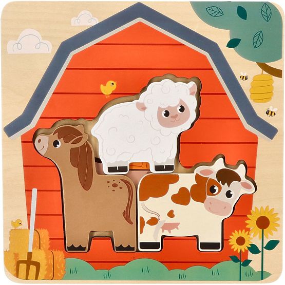 Mehrschichtiges Bauernhoftiere-Puzzle