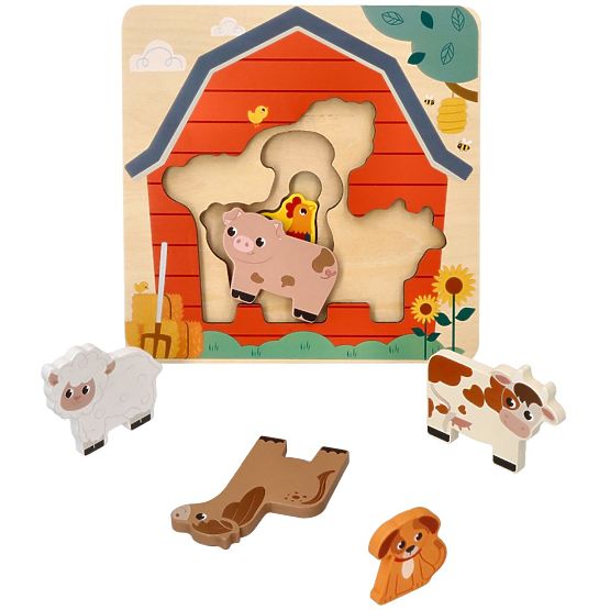Mehrschichtiges Bauernhoftiere-Puzzle