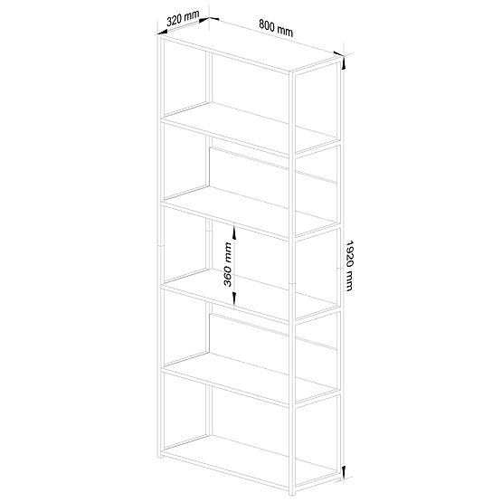 Metall-Loftregal 80 cm - Weiß-Sonoma-Eiche - 6 Regalböden