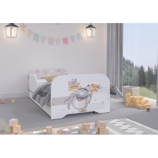 Kinderbett MIKI 160 x 80 cm - Bär und Füchse