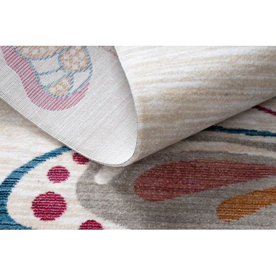 Moderner Kinderteppich TOYS 75326 SCHMETTERLING, unregelmäßige Form, creme, rot fuchsia
