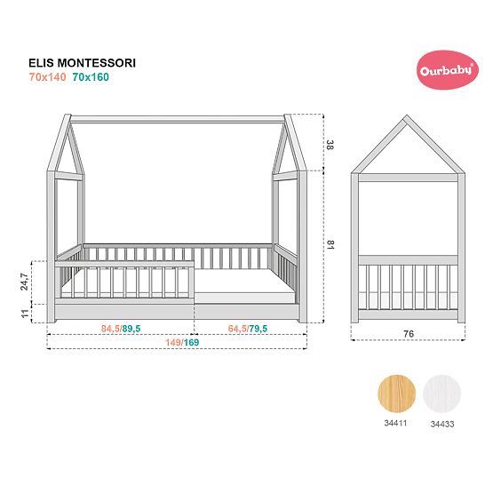 Montessori Hausbett Elis natur