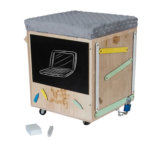 Holzhocker Montessori Aktivität - natur / grau