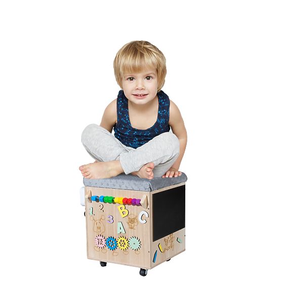 Holzhocker Montessori Aktivität - natur / grau