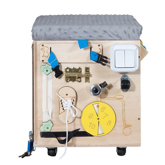 Holzhocker Montessori Aktivität - natur / grau