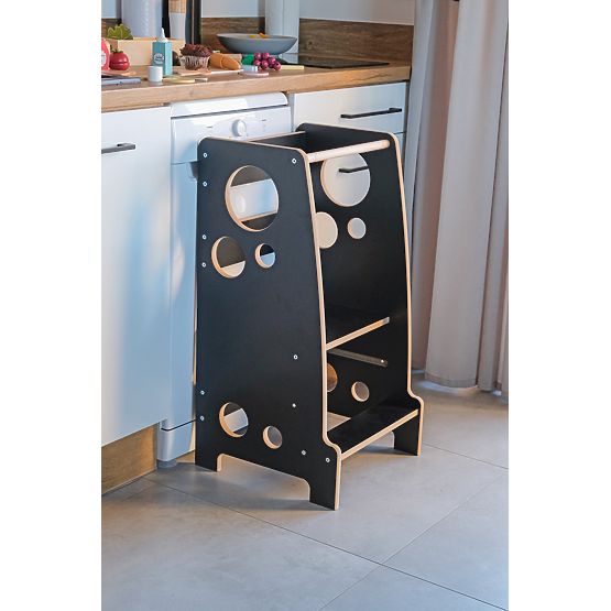 Montessori Lernturm Ringe Schwarz