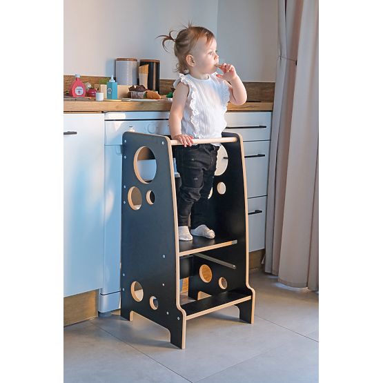 Montessori Lernturm Ringe Schwarz