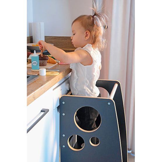 Montessori Lernturm Ringe Schwarz