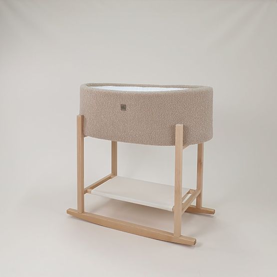 Moseskorb Teddy mit Holzgestell - Beige