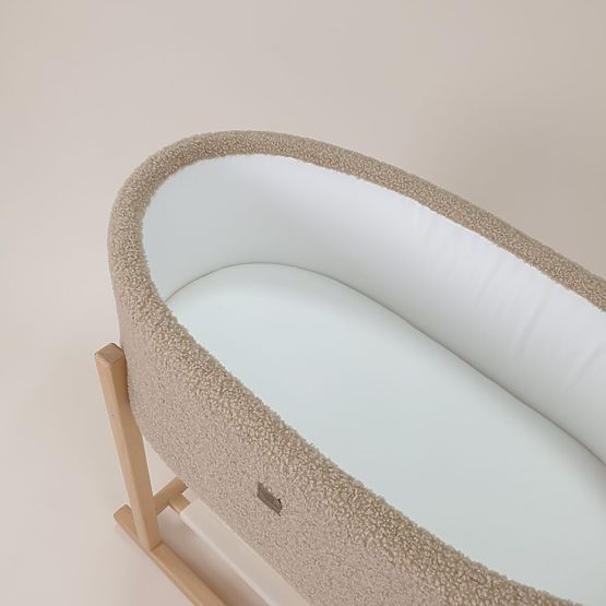 Moseskorb Teddy mit Holzgestell - Beige