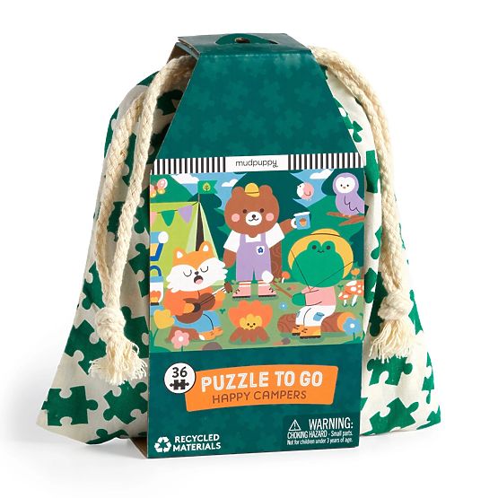Mudpuppy Puzzle Fröhliche Camper im Stoffbeutel 36 Teile