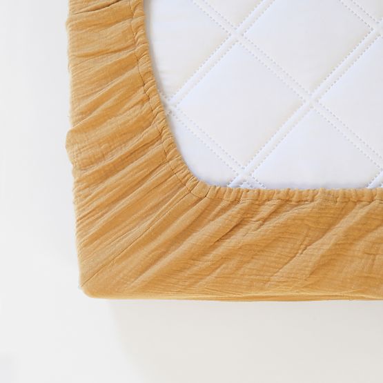 Musselin-Spannbettlaken Ourbaby 160x80 cm - Senfgelb