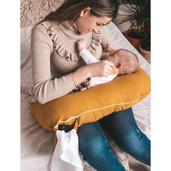 Musselinverstellbares Kissen Heavens - Senf