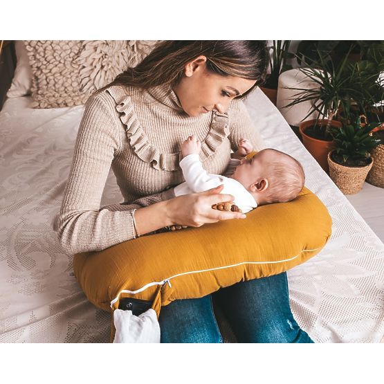 Musselinverstellbares Kissen Heavens - Senf