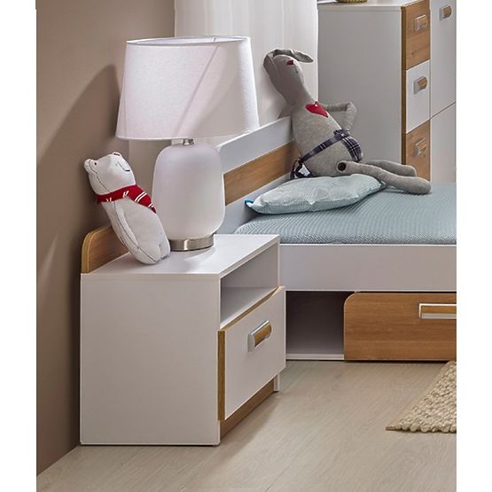 Nachttisch L12 - Weiß / Eiche Nash