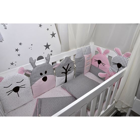 Nestchen für Babybettchen - rosa/grau