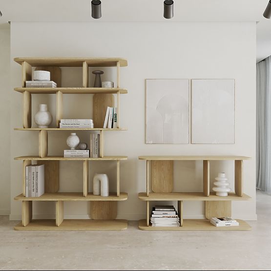 Niedriges Regal Tulumo, abgerundet, Eiche Cremona Torro