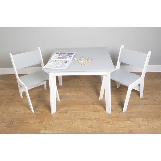 Ourbaby Kindertisch und Stühle - grau/weiß