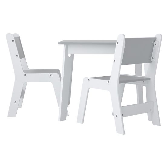Ourbaby Kindertisch und Stühle - grau/weiß