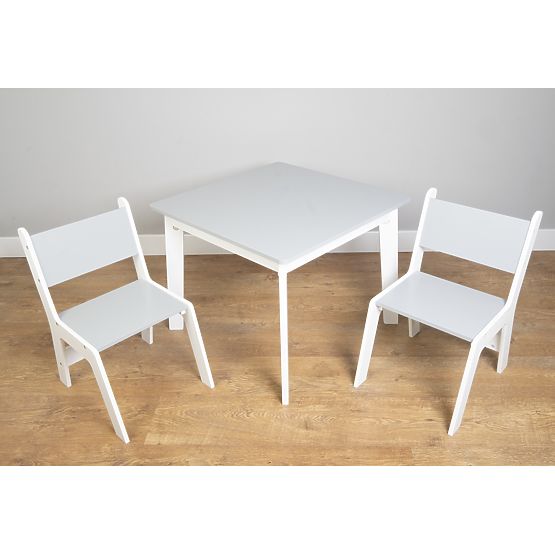 Ourbaby Kindertisch und Stühle - grau/weiß