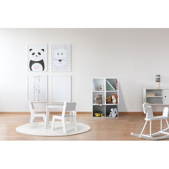Ourbaby Kindertisch und Stühle - grau/weiß