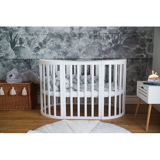 Ovale mitwachsende Babybett Ruby 7-in-1 PLUS - weiß